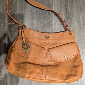 Elegant Orange Leather Shoulder Bag